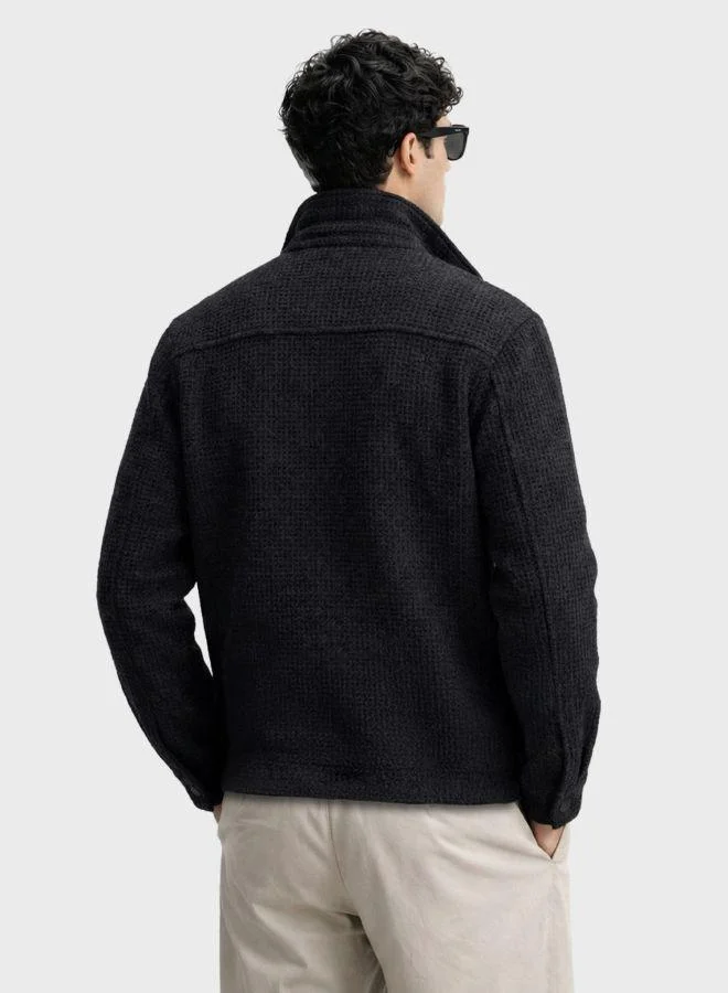 ذا انديان كراج كو Men Regular Fit Textured Round Neck Full Sleeves Jacket